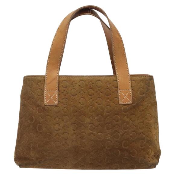 CELINE Macadam Canvas Hand Bag Suede Brown Gold - Picture 2 of 12